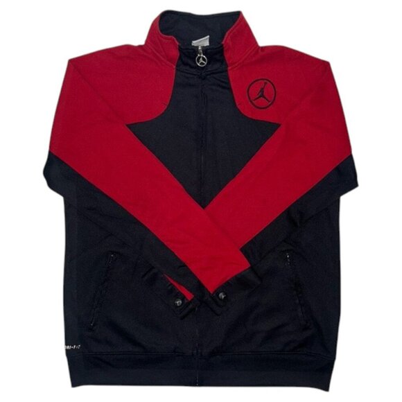 Nike Air Jordan Track Jacket Youth L 16/18 Black Red Jumpman Logo Full Zip - Picture 2 of 13